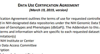 Link to download the Data Use Certification Agreement document